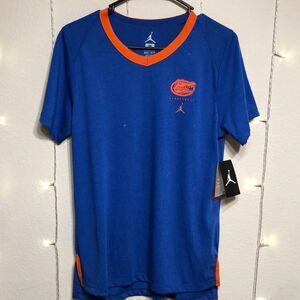 NWT U OF F Gators Women’s Royal Blue and Orange Jordan Jumpman Shirt